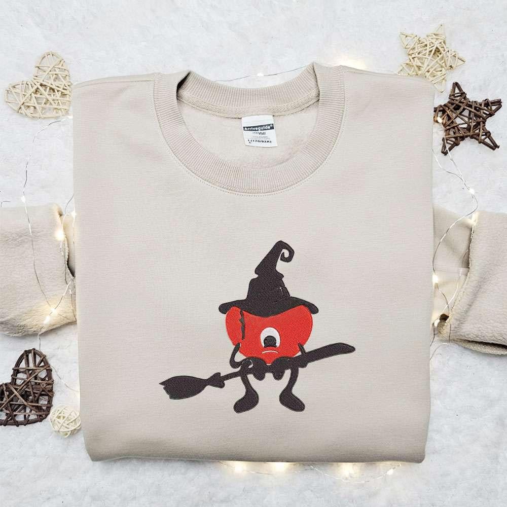 Bad Bunny Witch Broomstick Sweatshirt Celebrity Embroidered Hoodie Halloween Embroidered Shirt
