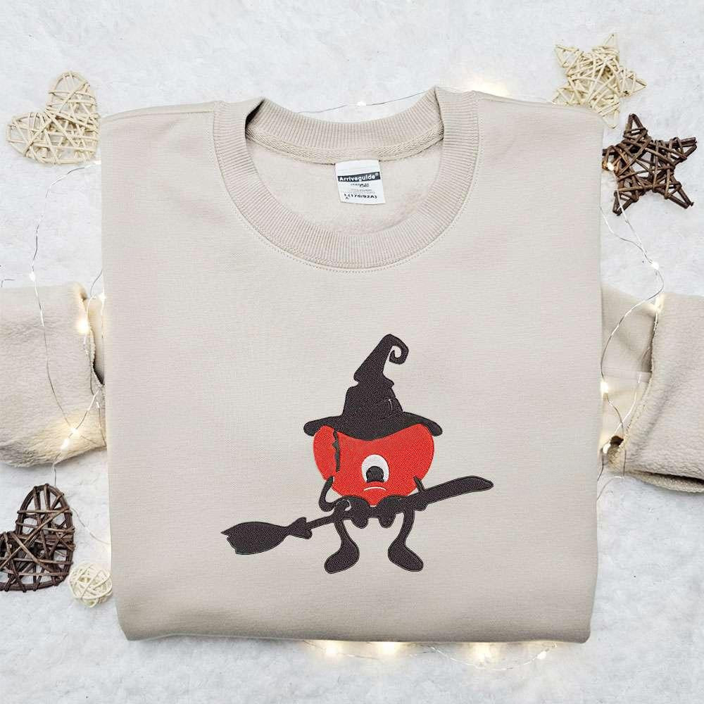 Bad Bunny Witch Broomstick Sweatshirt Celebrity Embroidered Hoodie Halloween Embroidered Shirt