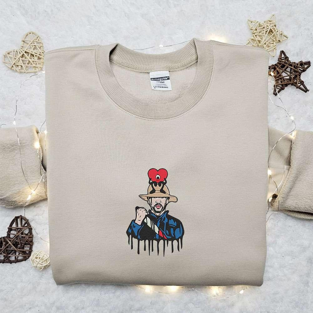 Bad Bunny With Knife Embroidered Sweatshirt Celebrity Embroidered Hoodie Halloween Embroidered Shirt