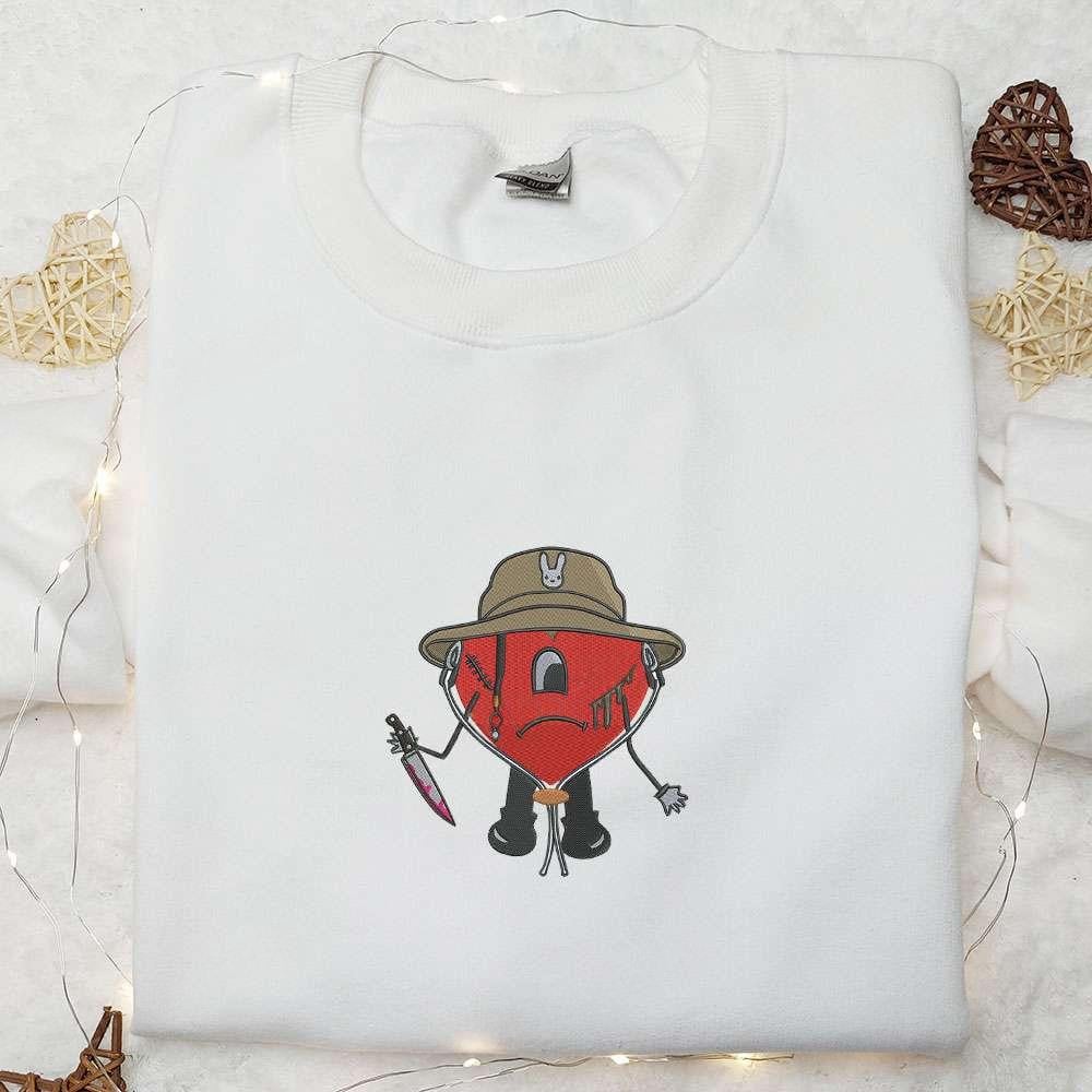 Bad Bunny with Knife Embroidered Sweatshirt Halloween Embroidered Sweatshirt Best Halloween Gifts