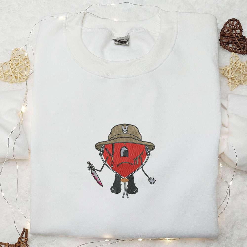 Bad Bunny with Knife Embroidered Sweatshirt Halloween Embroidered Sweatshirt Best Halloween Gifts