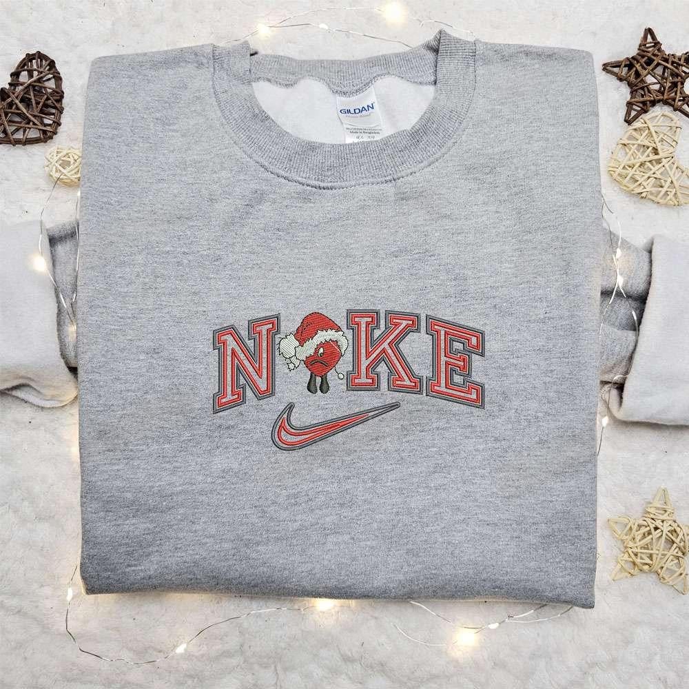 Bad Bunny Xmas x Nike Christmas Embroidered Shirt Nike Inspired Embroidered Shirt Best Christmas Gift Ideas