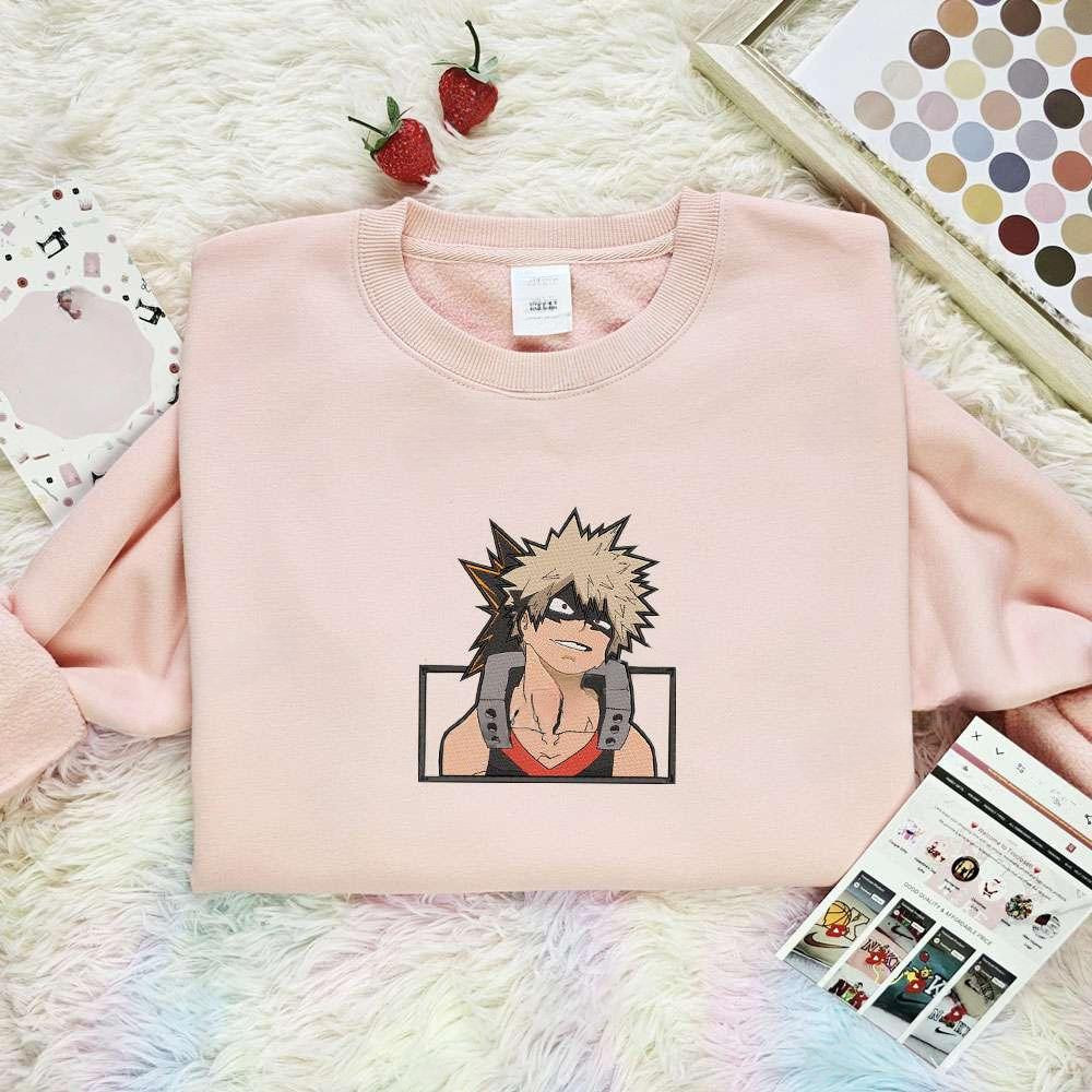 Bakugo Katsuki My Hero Academia Anime Embroidered Shirt , Anime Embroidered T-shirt Sweatshirt Hoodie, Inspired Anime Movie, Best Gift for Anime Fans