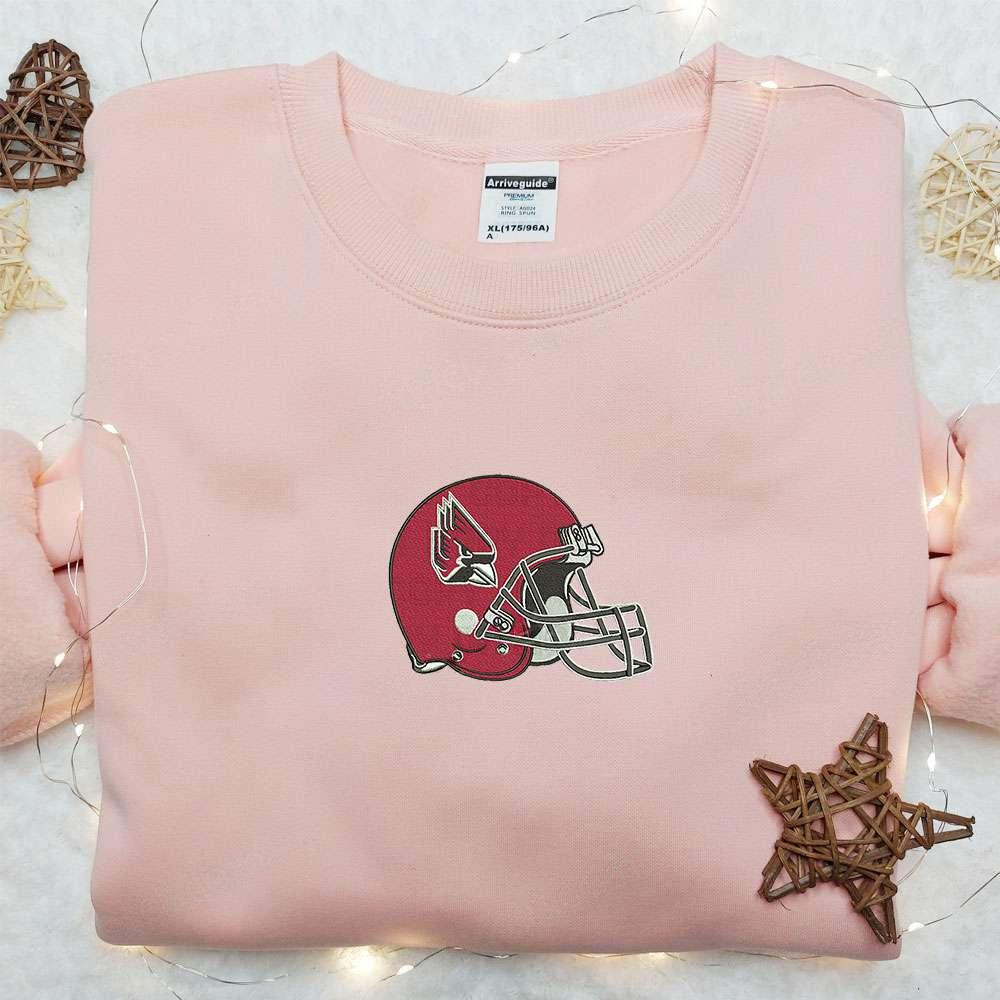 Ball State Cardinals Helmet Embroidered Shirt NFL Sports Embroidered Shirt Best Gift Idea