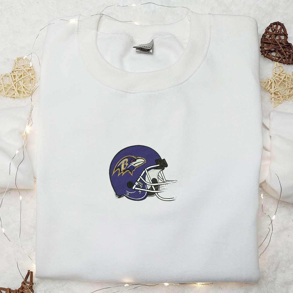 Baltimore Ravens Helmet Embroidered Shirt NFL Sports Embroidered Hoodie Best Gift Idea