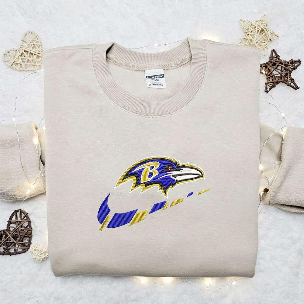Baltimore Ravens x Nike Swoosh Embroidered Shirt NFL Sports Embroidered Hoodie Best Gift Idea