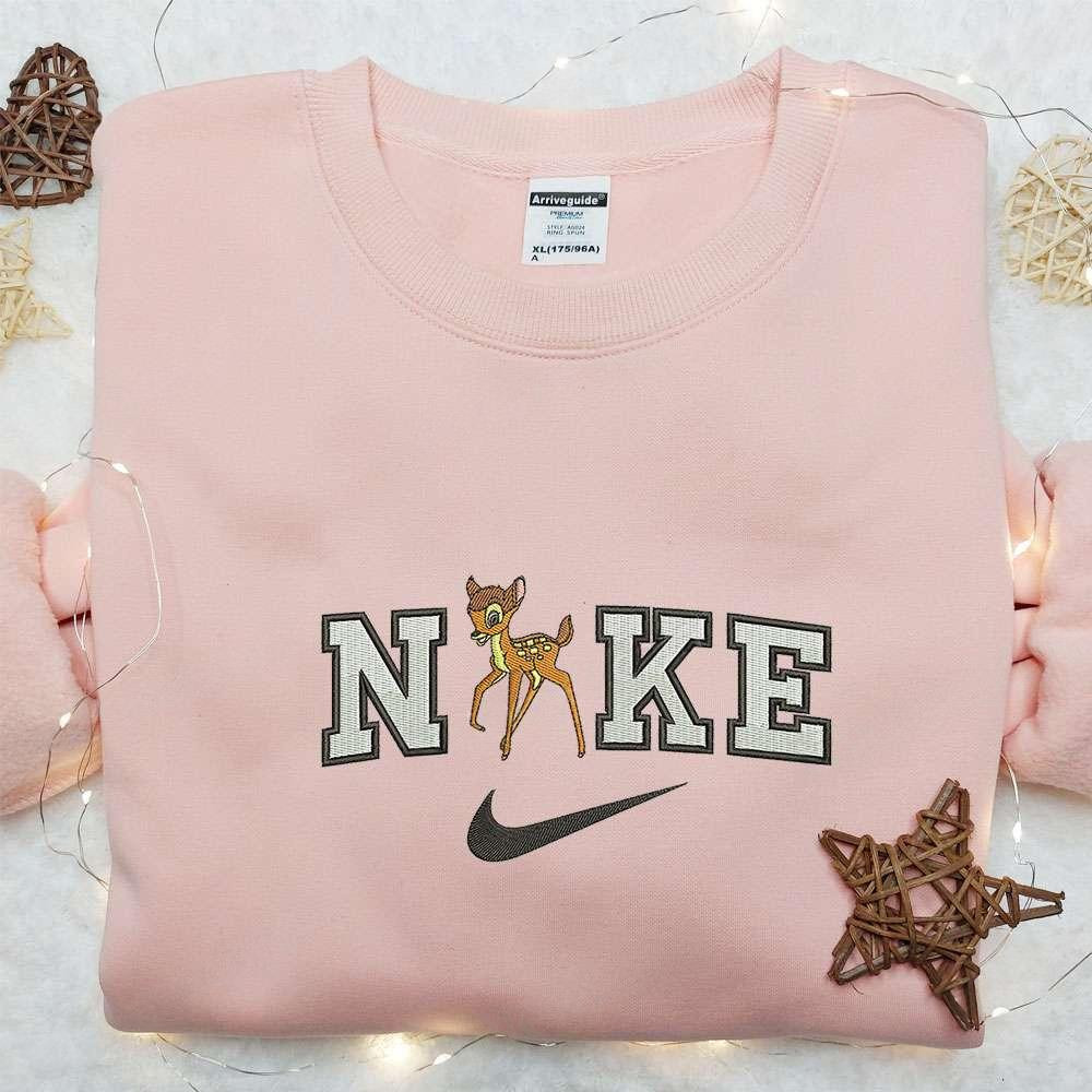 Bambi x Nike Cartoon Embroidered Shirt Bambi Disney Embroidered Shirt Nike Inspired Embroidered Shirt
