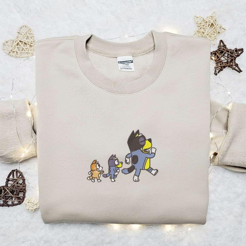 Bandit Bluey Bingo Embroidered Shirt Bluey Cartoon Embroidered Hoodie Best Fathers Day Gift Idea