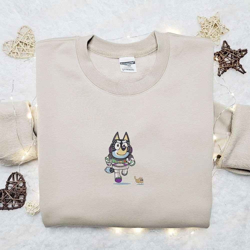 Bandit Heeler Buzz Lightyear Embroidered Shirt Bluey Cartoon Embroidered Hoodie Disney Characters Embroidered T Shirt