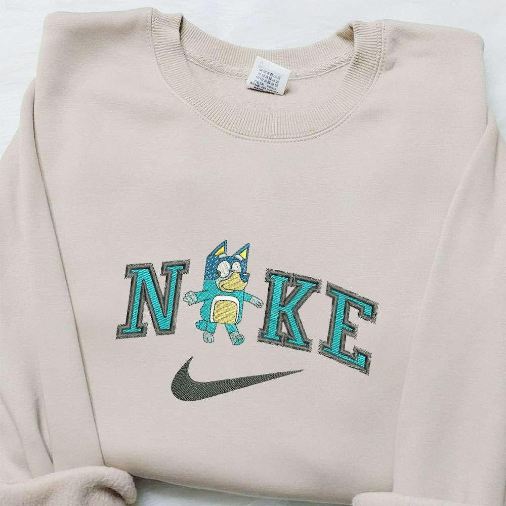 Bandit x Nike Cartoon Embroidered Sweatshirt The Bluey Embroidered Shirt Nike Inspired Embroidered Shirt
