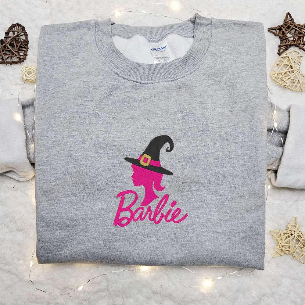 Barbie Witch Hat Logo Embroidered Shirt Halloween Embroidered Hoodie Best Gifts For Family