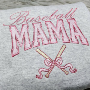 Baseball Mama Embroidered Crewneck - Baseball Mom Embroidery - Cute Mama Shirt - CrewneckT-Shirt, Sweatshirt or Hoodie - Gift for Her