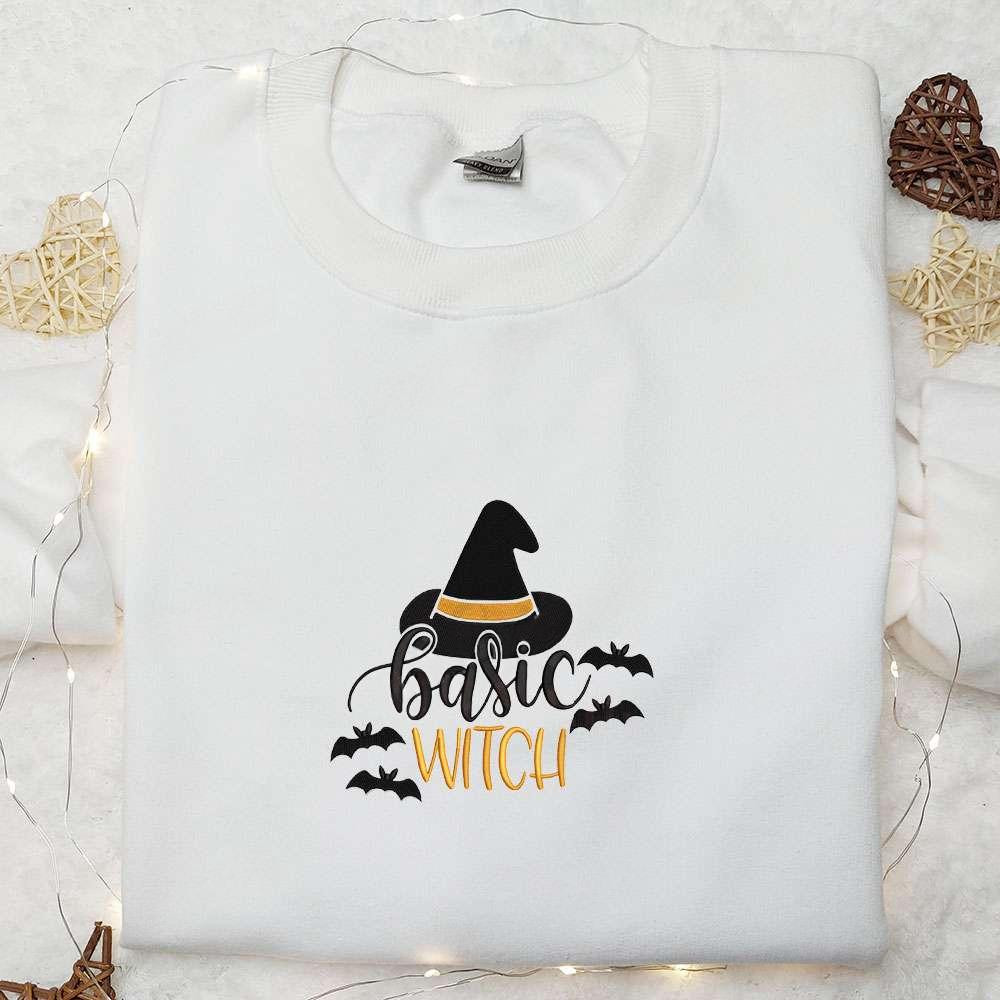 Basic Witch Hat Halloween Embroidered Sweatshirt Halloween Embroidered Shirt Best Halloween Shirt Ideas