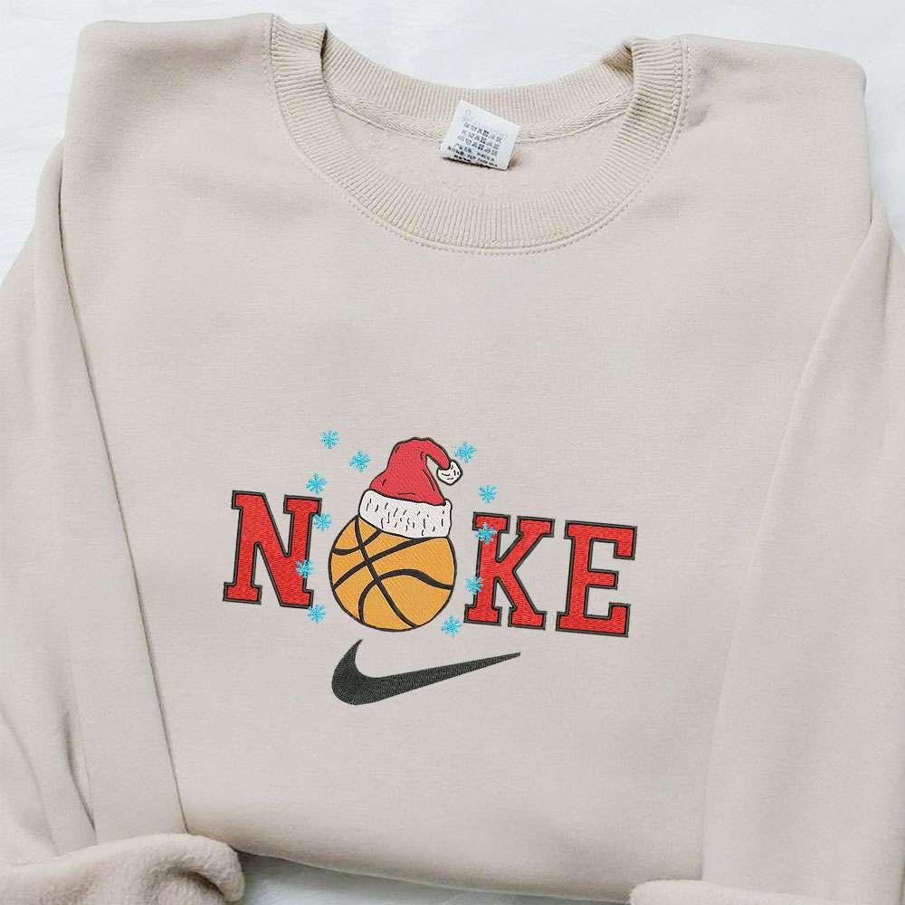 Basketball x Nike Christmas Embroidered Sweatshirt Cartoon Christmas Embroidered Shirt Best Christmas Gift Ideas