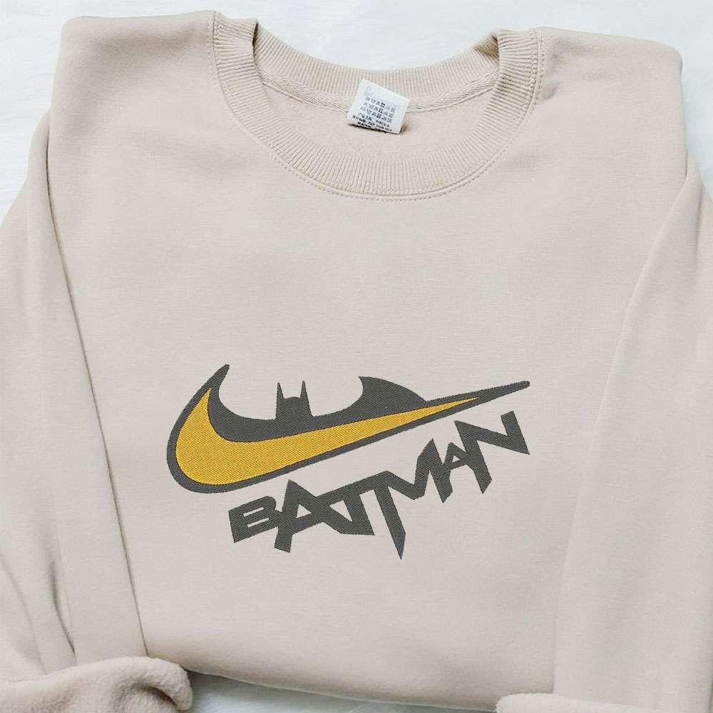 Batman x Swoosh Movie Embroidered Sweatshirt Marvel Cinematic Universe Embroidered Shirt Best Gift Ideas for Family
