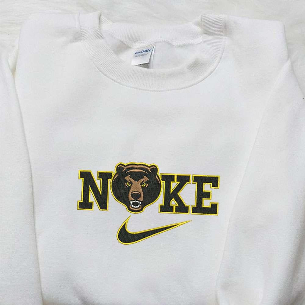Bear Roar x Nike Embroidered Shirt Animal Embroidered Hoodie Nike Inspired Embroidered T Shirt