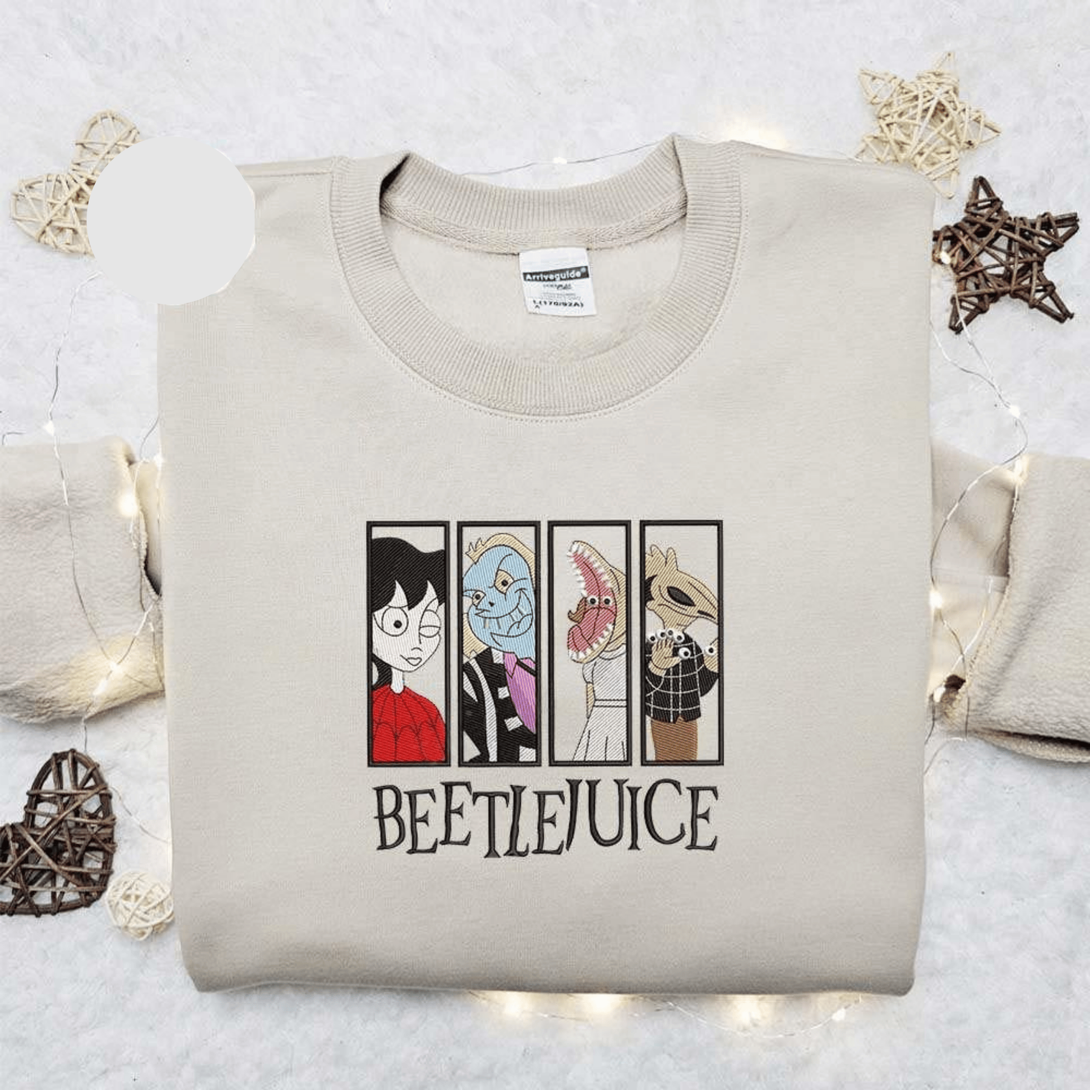 Beetlejuice Characters Blocks Halloween Embroidered Shirt