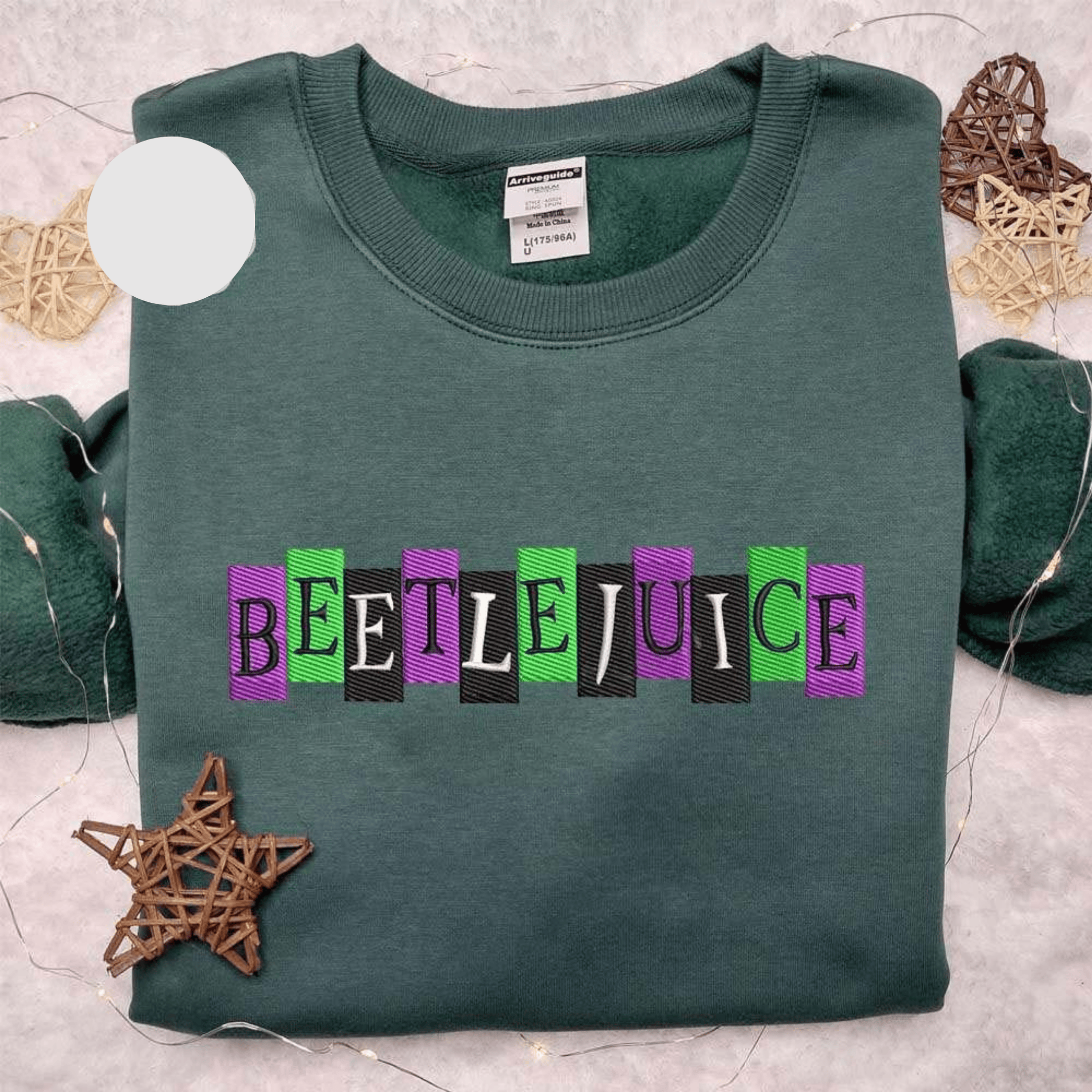 Beetlejuice Color Name Blocks Halloween Embroidered Shirt