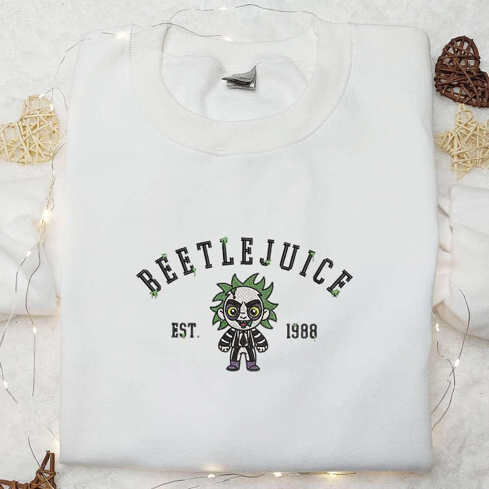 Beetlejuice Est 1988 Embroidered Shirt Horror Movie Embroidered Shirt Best Halloween Gifts for Family