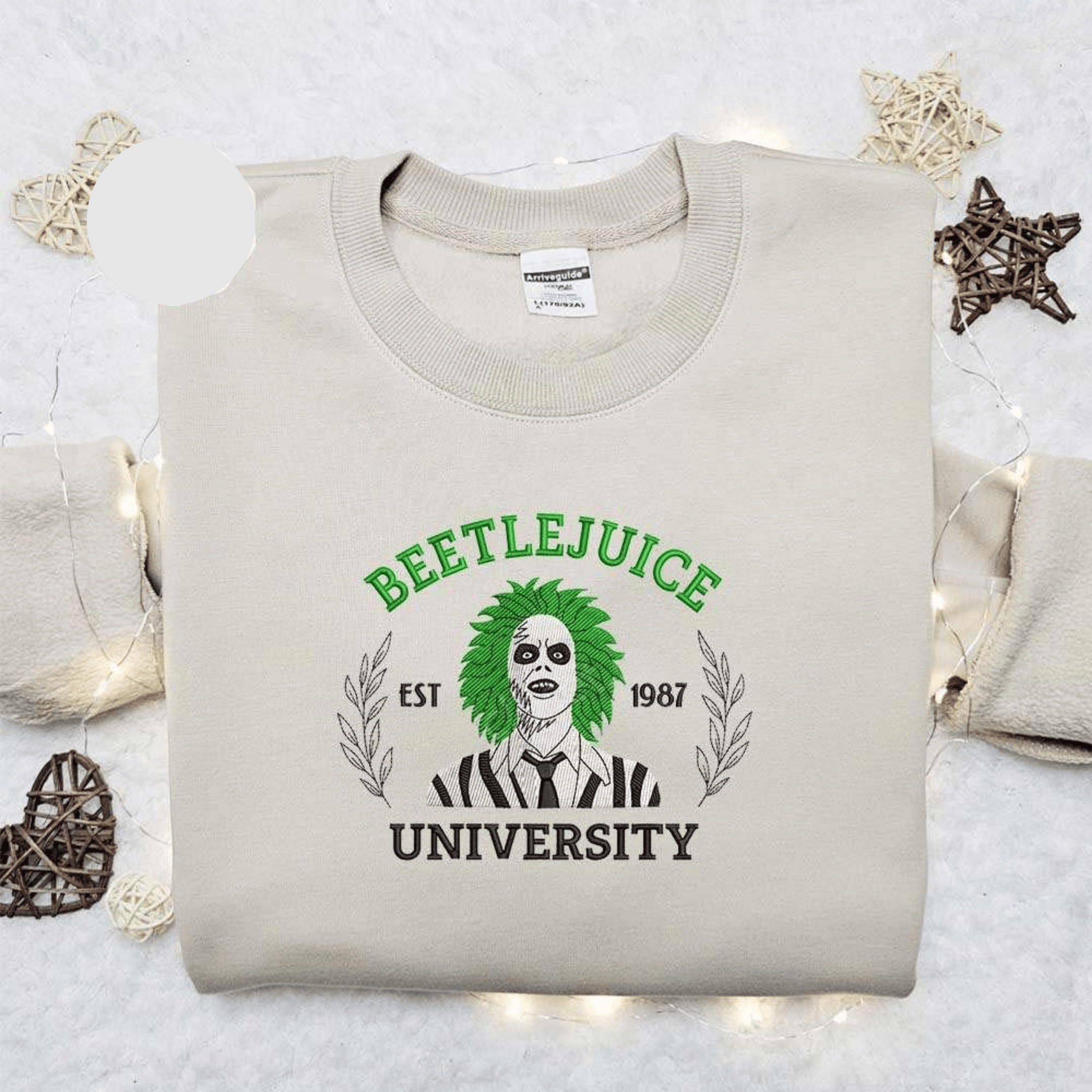 Beetlejuice Est 987 University Halloween Embroidered Shirt