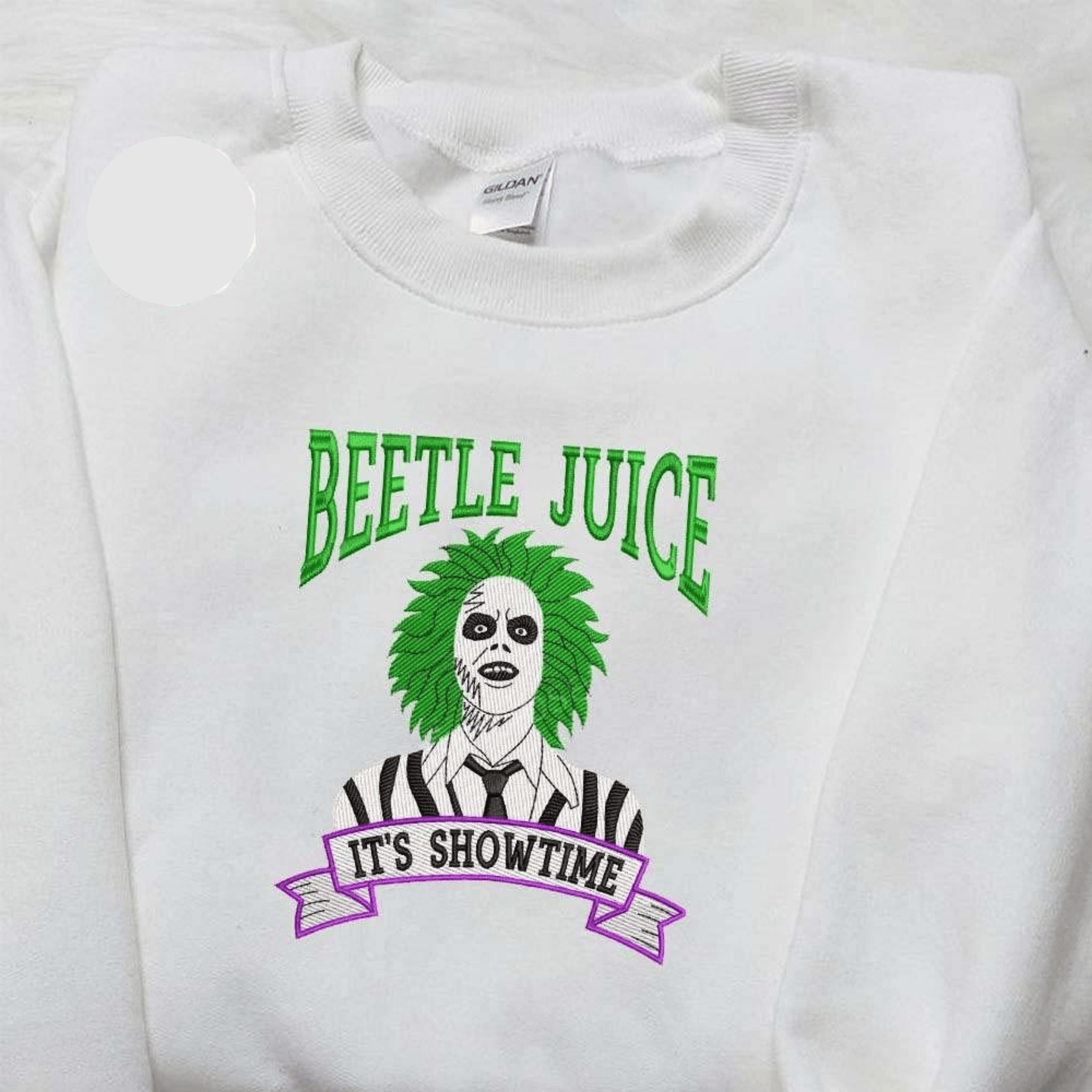 Beetlejuice Its Showtime Halloween Embroidered Shirt