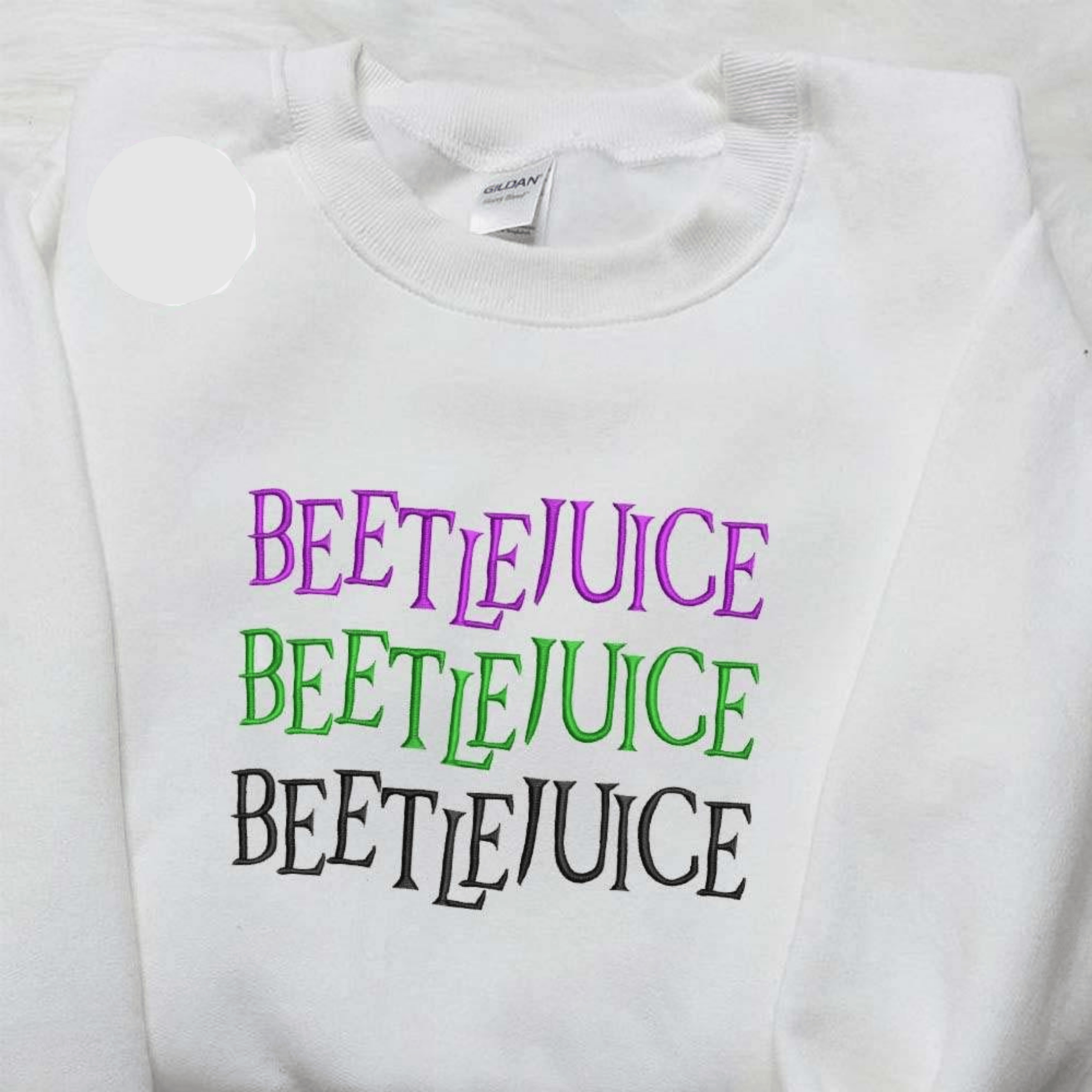 Beetlejuice Name Triple Line Halloween Embroidered Shirt