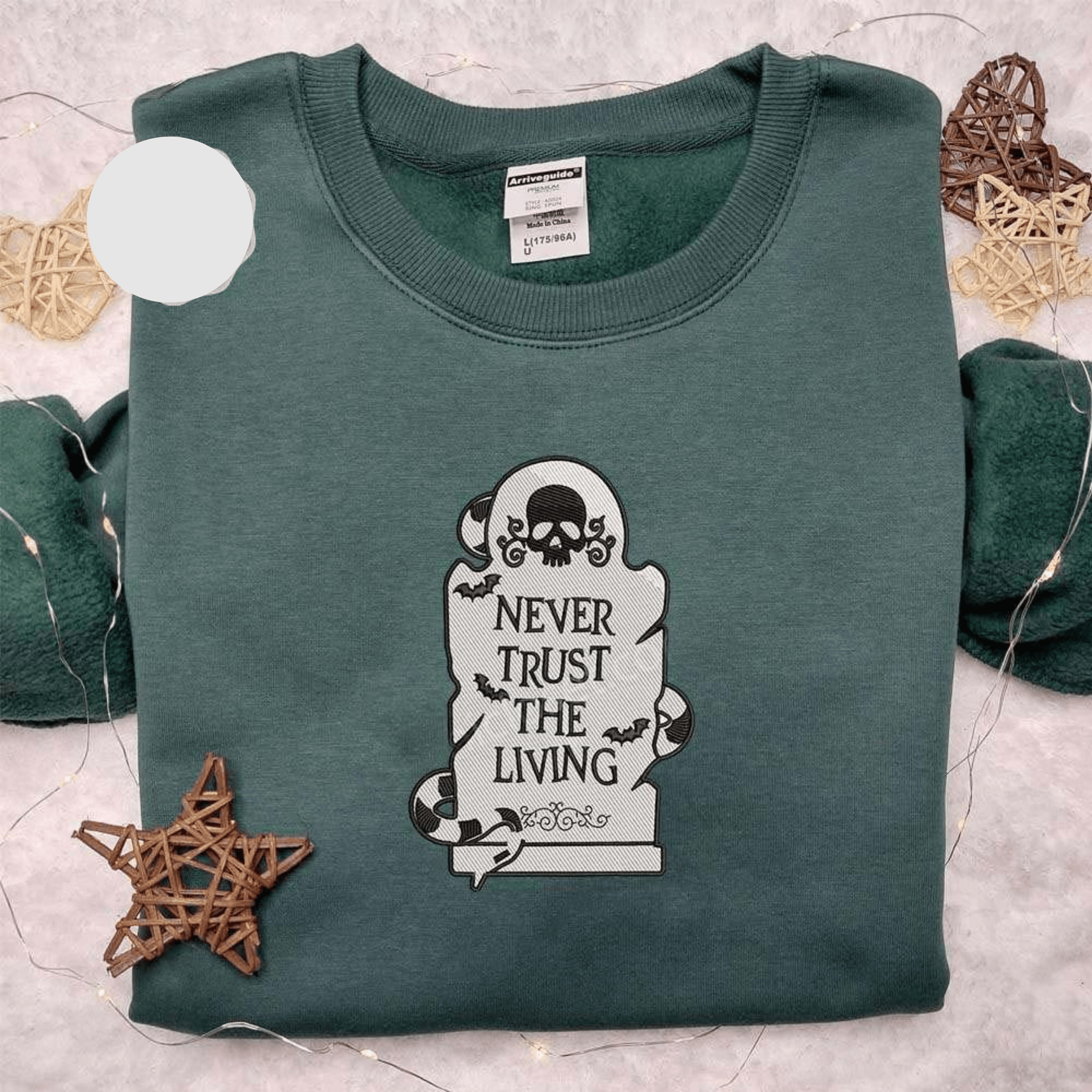 Beetlejuice Never Trust The Living Grave Tomb Halloween Embroidered Shirt