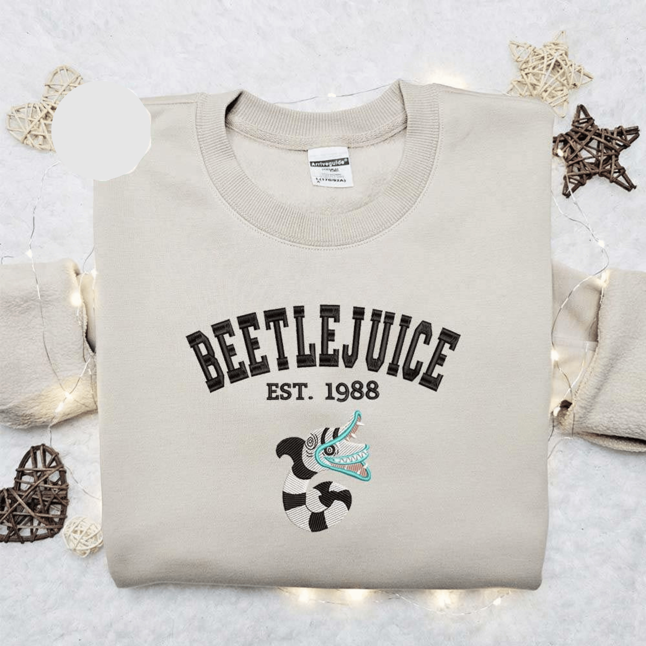 Beetlejuice Sandworm Est 988 Halloween Embroidered Shirt
