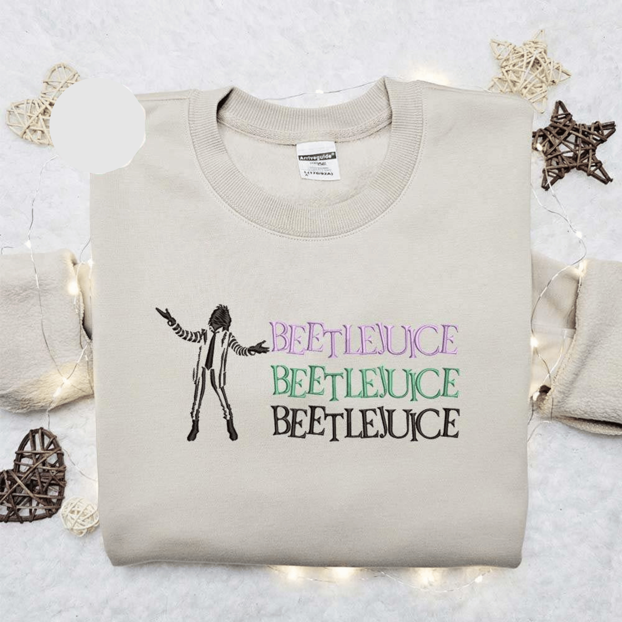 Beetlejuice Triple Line Halloween Embroidered Shirt