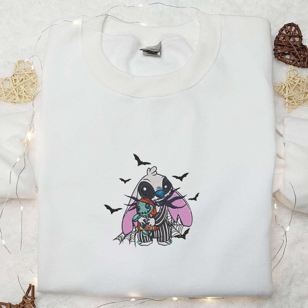 Beetlejuice x Stitch Embroidered Shirt Disney Embroidered Shirt Best Halloween Gifts for Family