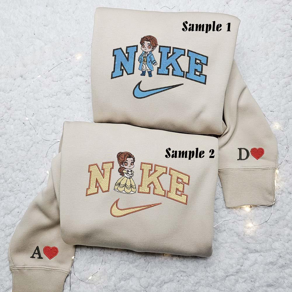 Belle and Prince Adam Disney Embroidered Couple Shirts