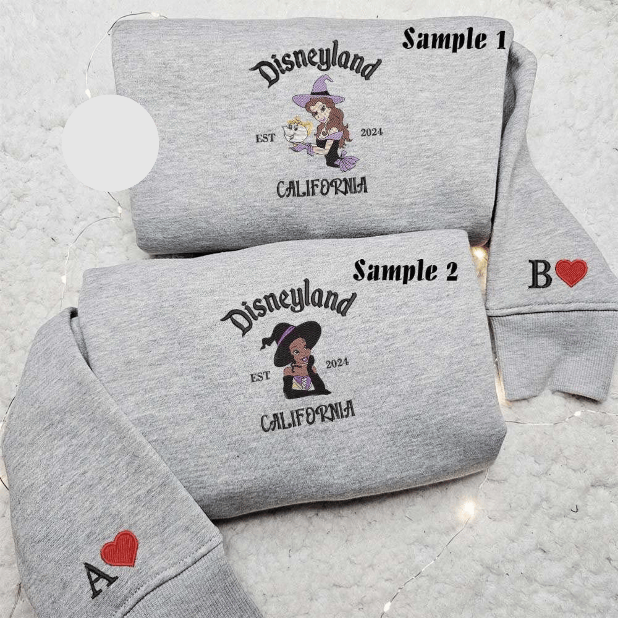 Belle And Tiana Disneyland California Halloween Embroidered Couples Shirts
