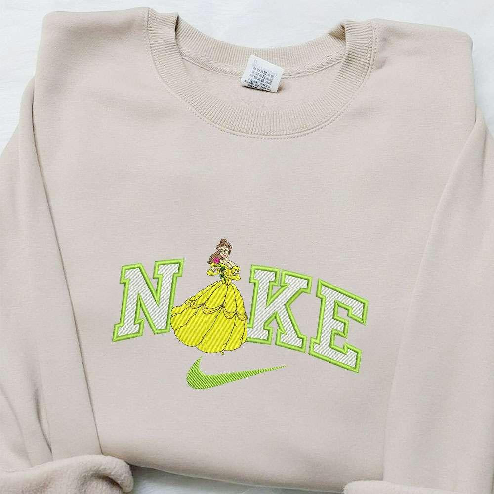Belle x Nike Cartoon Embroidered Shirt Nike Inspired Embroidered Shirt Best Gift Ideas for Family