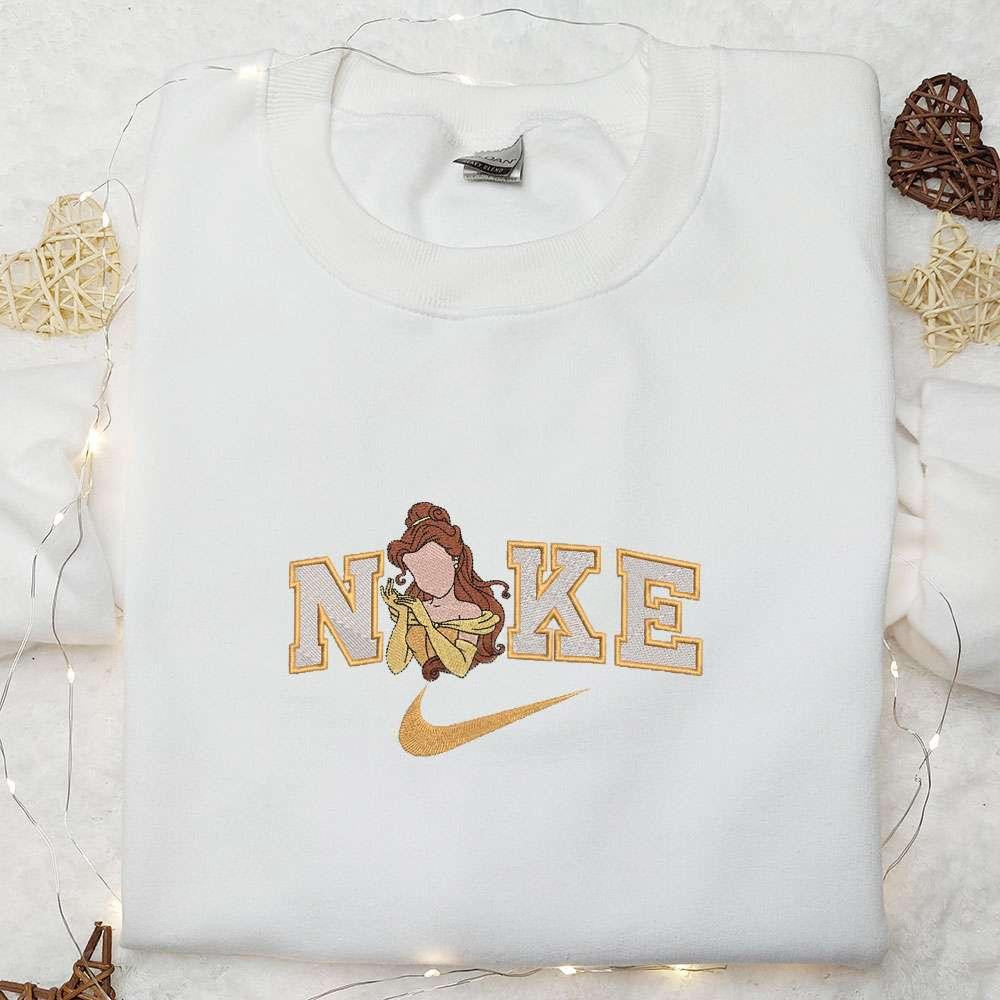 Belle x Nike Embroidered Shirt Disney Princess Embroidered Hoodie Best Gift Ideas For Girls