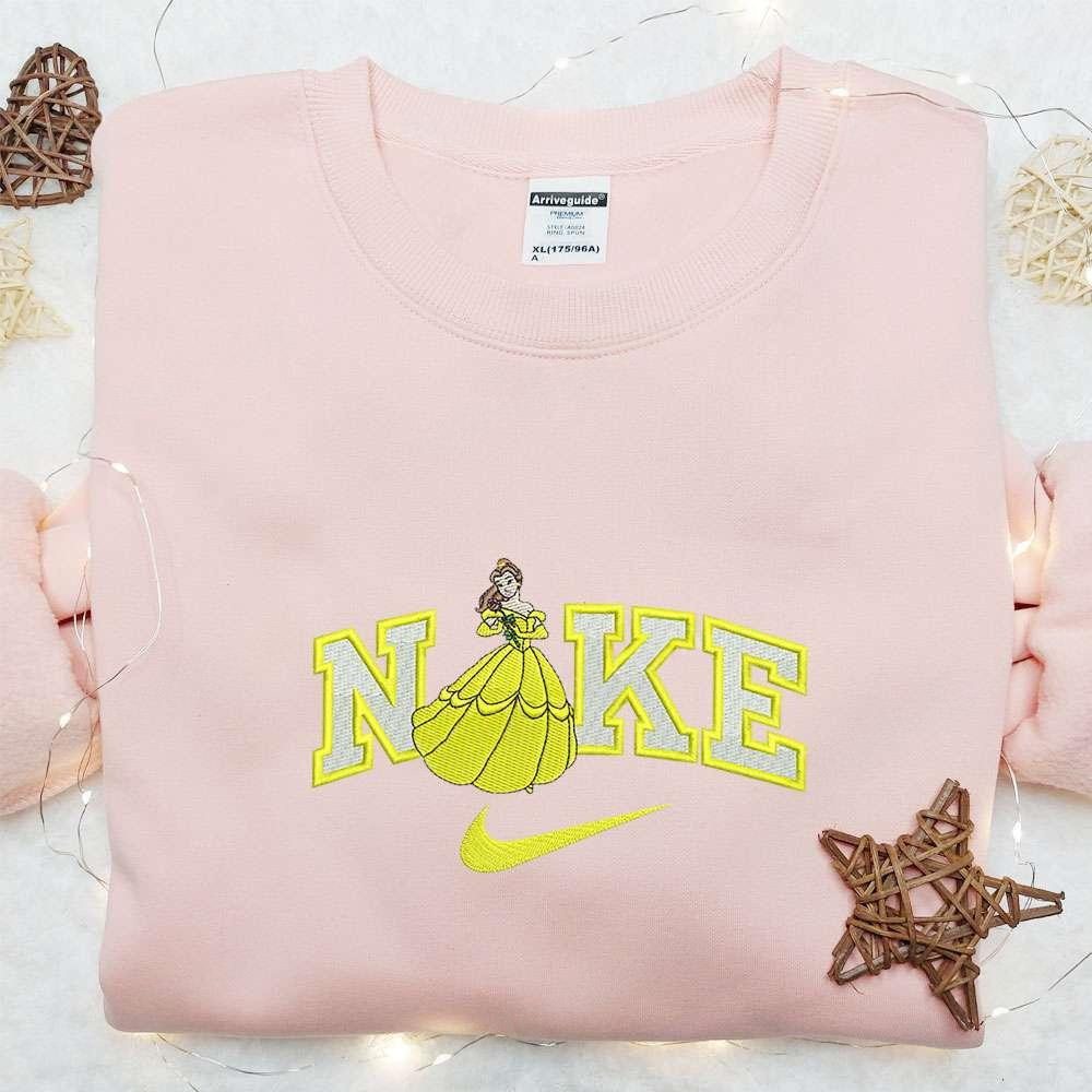 Belle x Nike Embroidered Shirt Disney Princess Embroidered Hoodie Cartoon Embroidered T Shirt