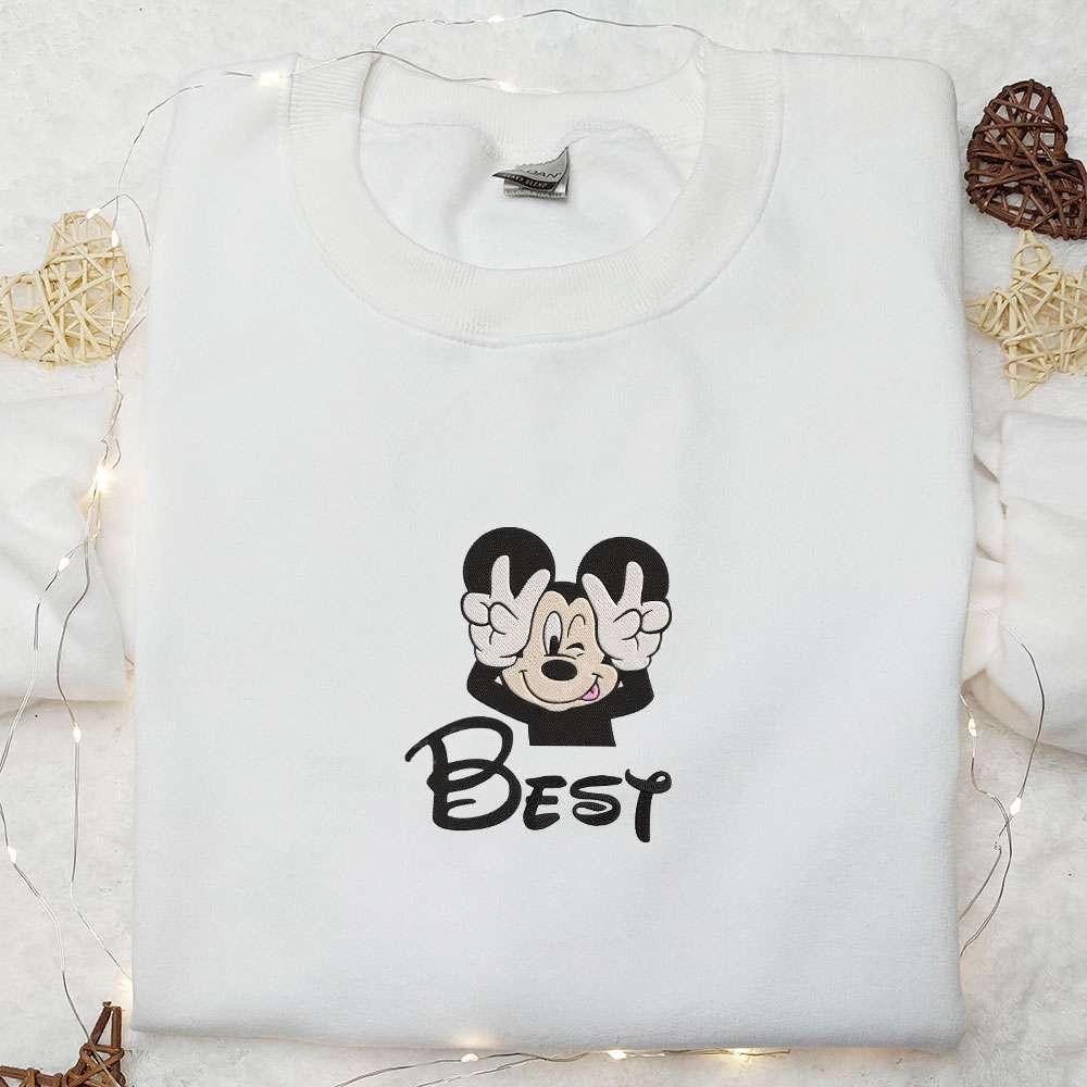 Best Friend Mickey Embroidered T shirt Disney Characters Embroidered T shirt Best Gift Ideas