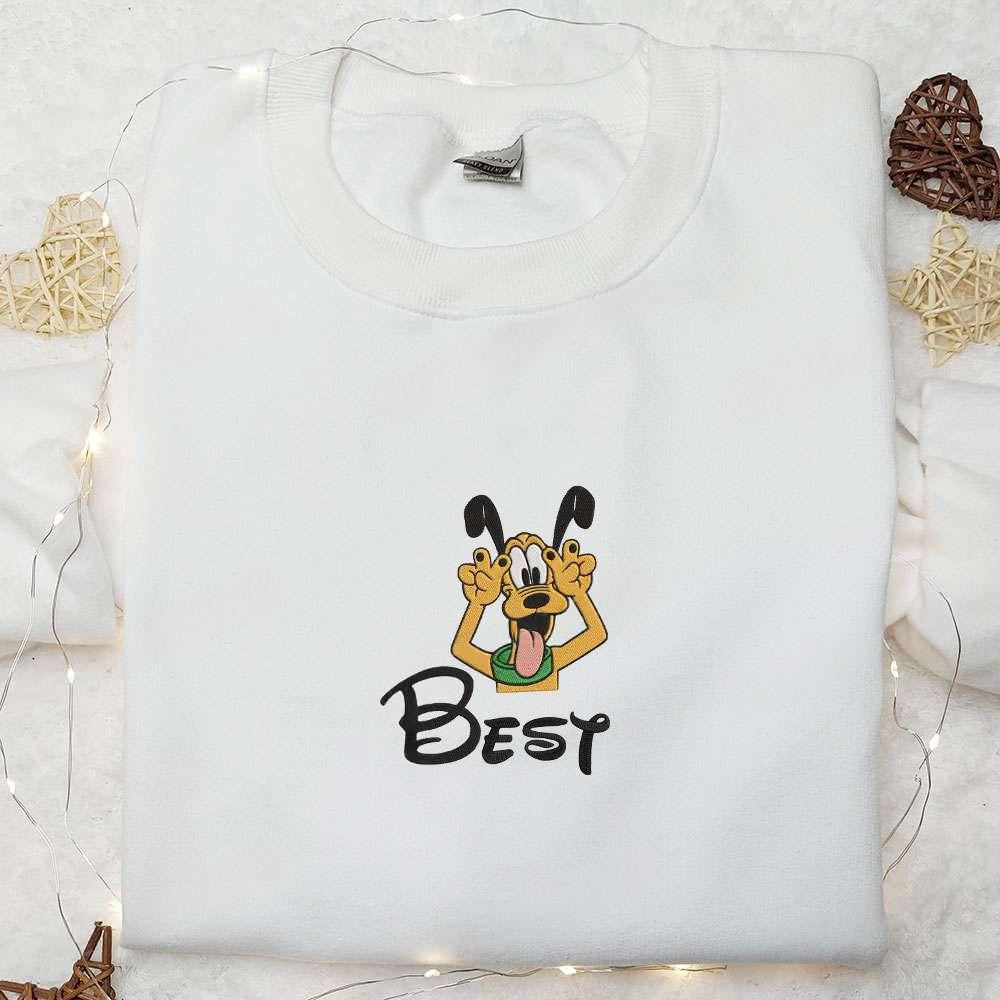 Best Friend Pluto Embroidered Hoodie Disney Characters Embroidered Hoodie Best Gift Ideas