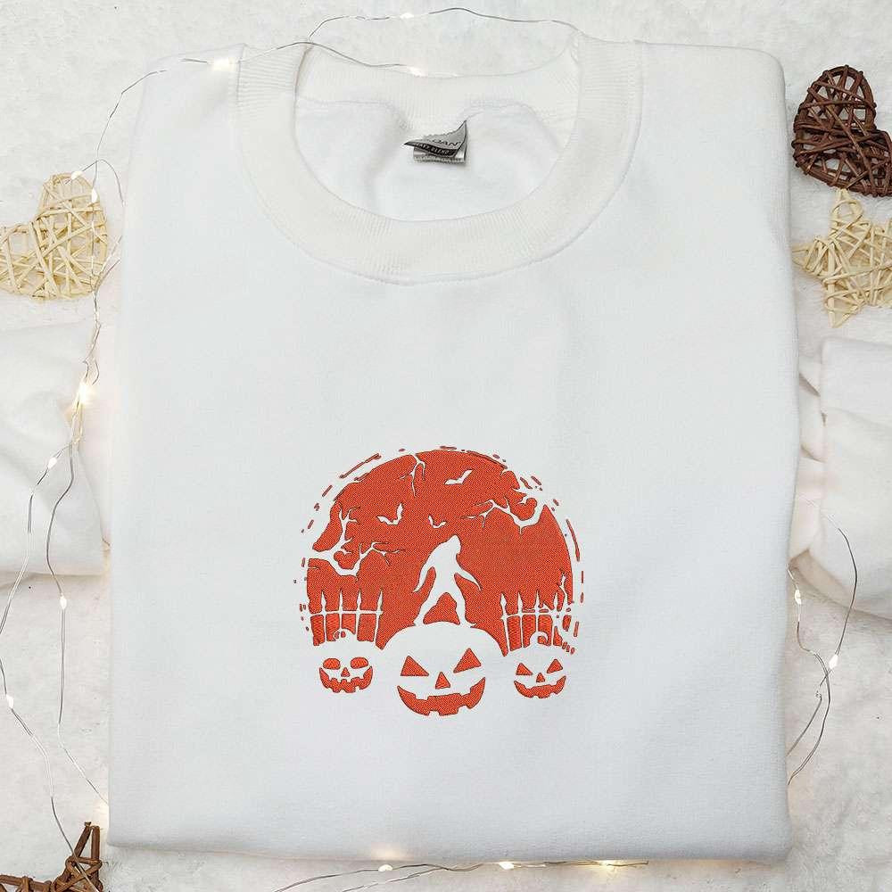 Bigfoot Halloween Embroidered Shirt Halloween Embroidered Shirt Best Halloween Gifts for Family