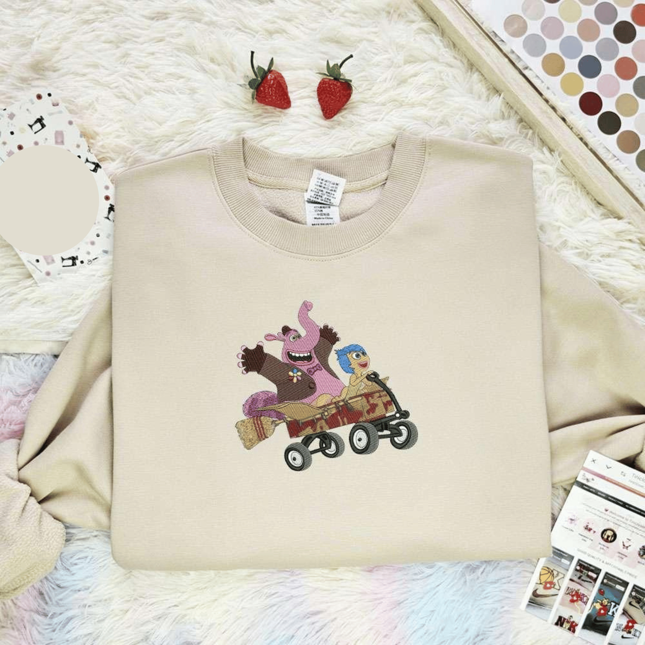 Bing Bong And Joy Riding Embroidered Shirt Disney Pixar Inside Out Embroidered Hoodie