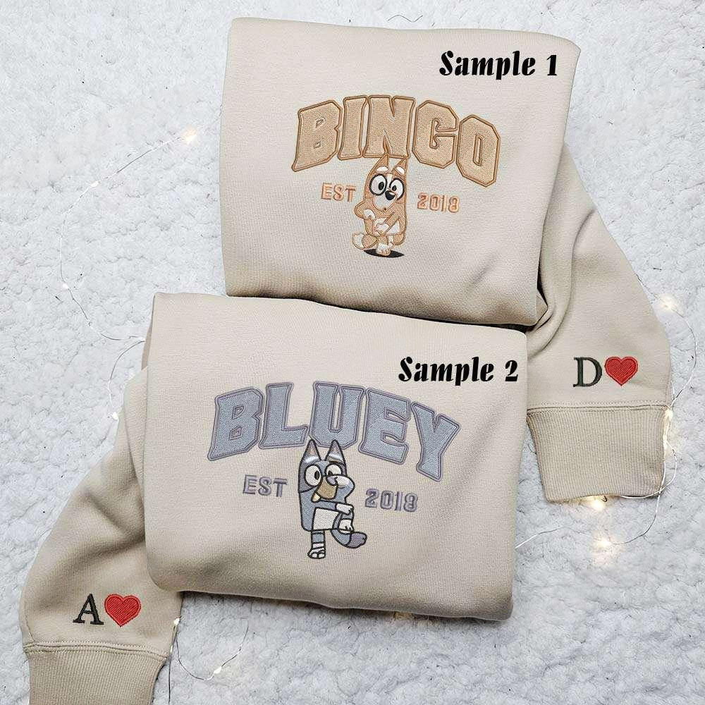 Bingo and Bluey Est 08 Embroidered Shirt Best Gift For Lover