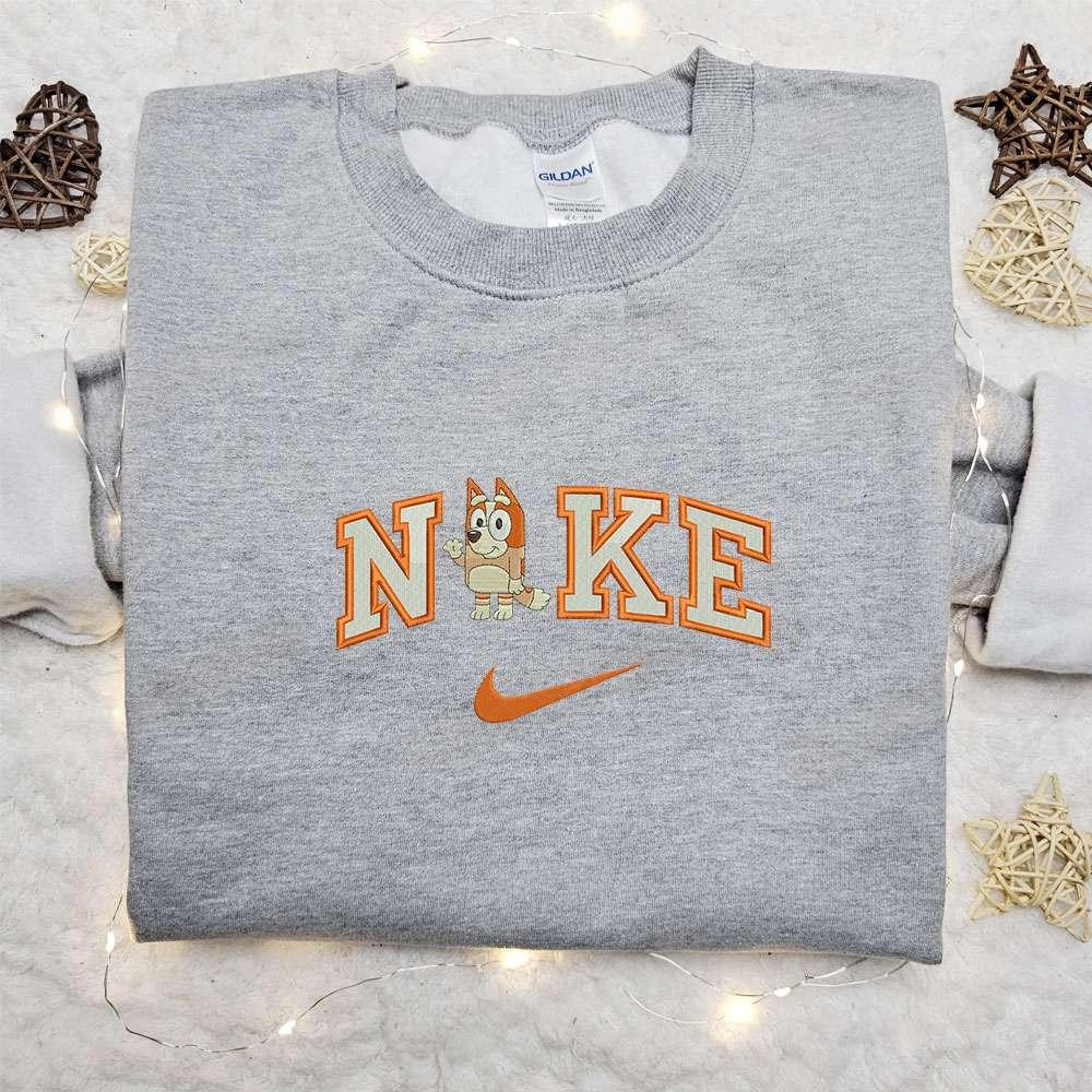 Bingo Hi x Nike Cartoon Embroidered Sweatshirt The Bluey Embroidered Shirt Nike Inspired Embroidered Shirt