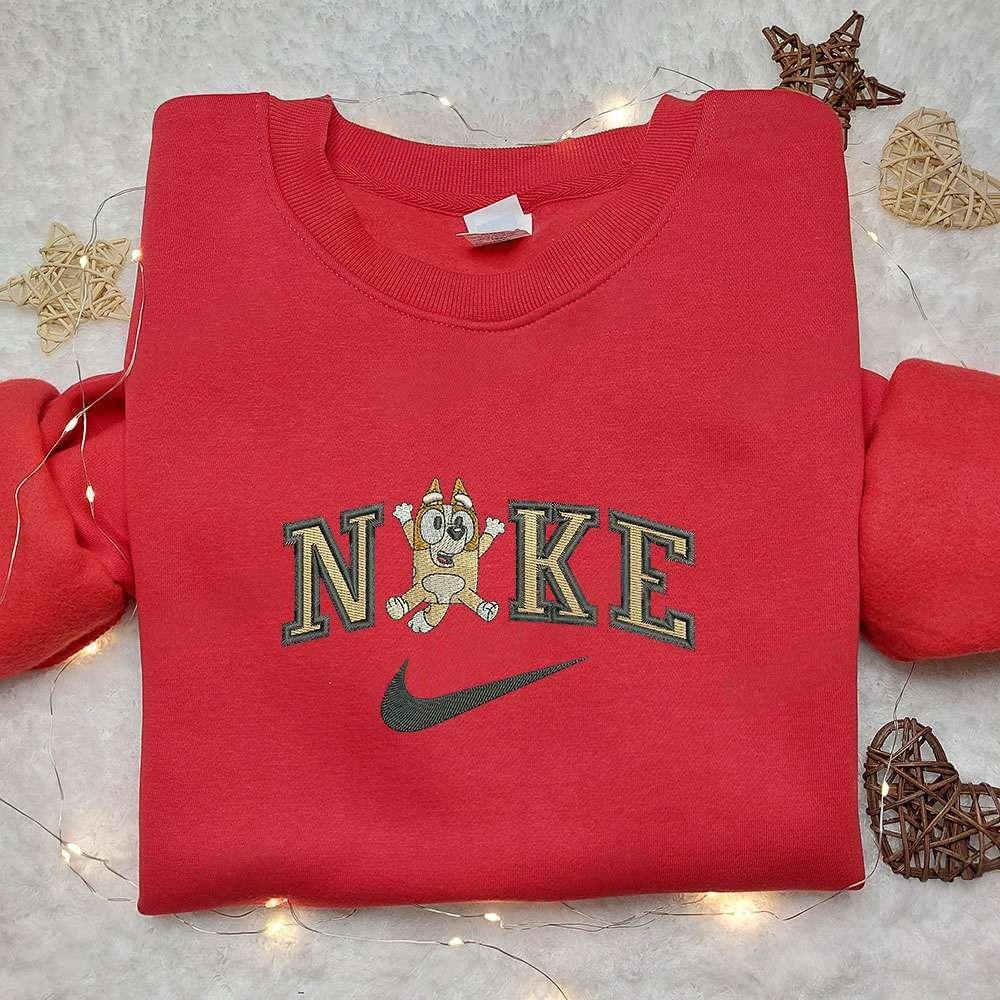 Bingo x Nike Cartoon Embroidered Shirt The Bluey Embroidered Shirt Nike Inspired Embroidered Shirt