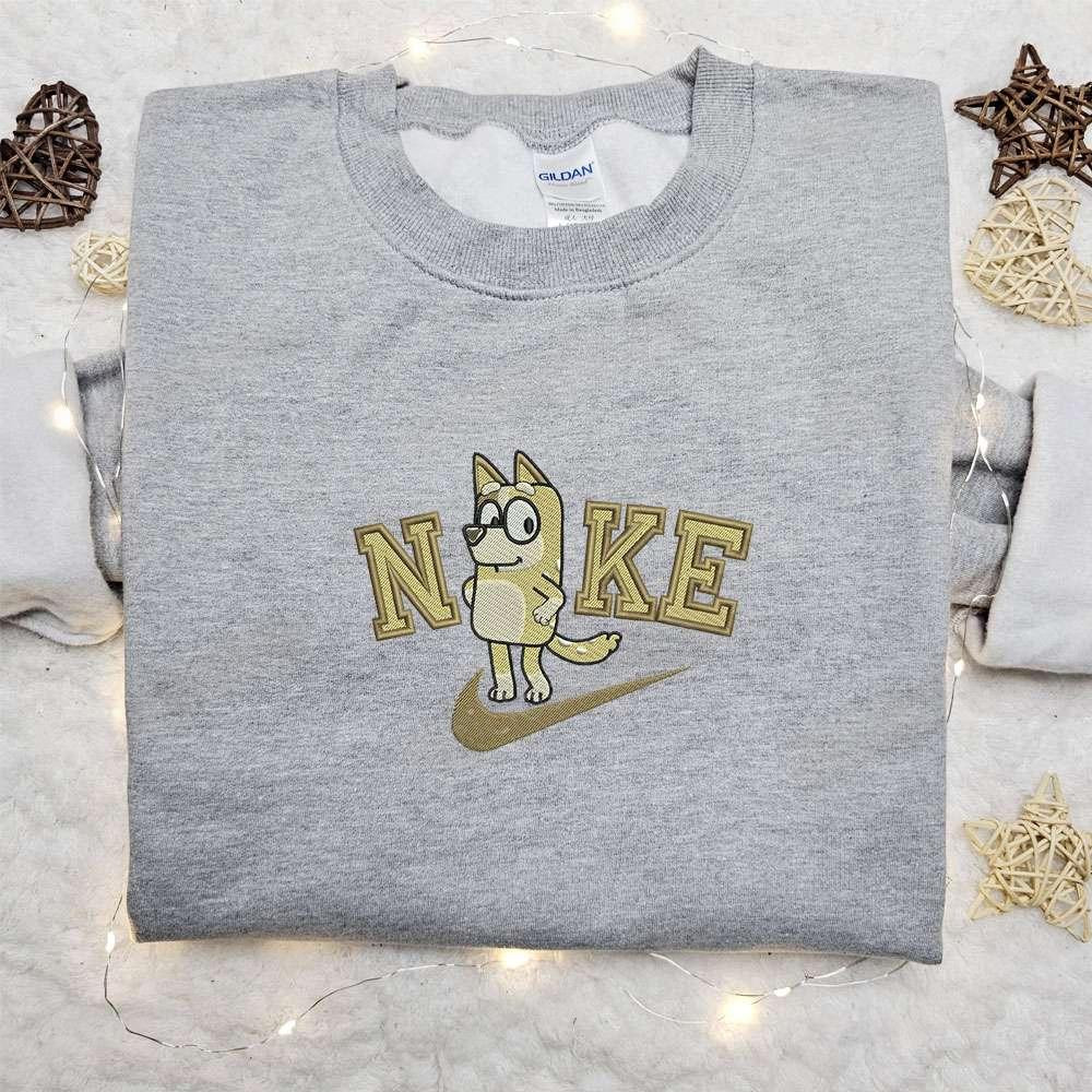 Bingo x Nike Cartoon Embroidered Sweatshirt The Bluey Embroidered Shirt Nike Inspired Embroidered Shirt