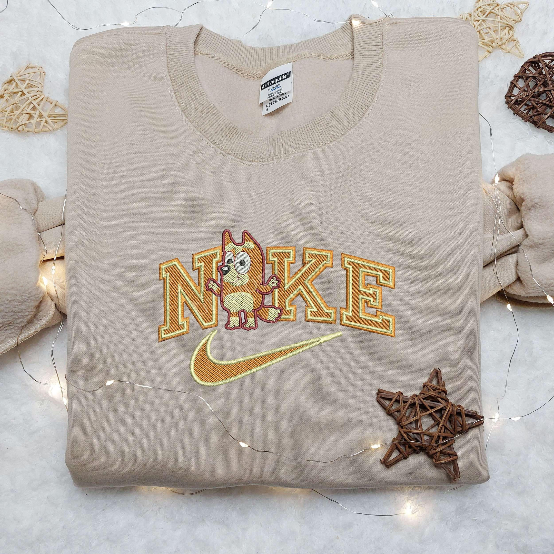 Bingo x Nike Swoosh Embroidered Shirt Custom Nike Embroidered Shirt The Bluey Embroidered Shirt