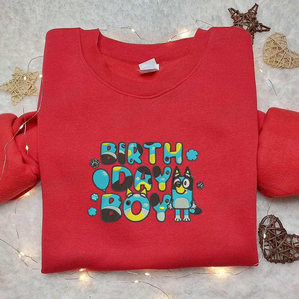 Birthday Boy Bluey Embroidered Shirt Cartoon Embroidered Hoodie Best Birthday Gift Idea
