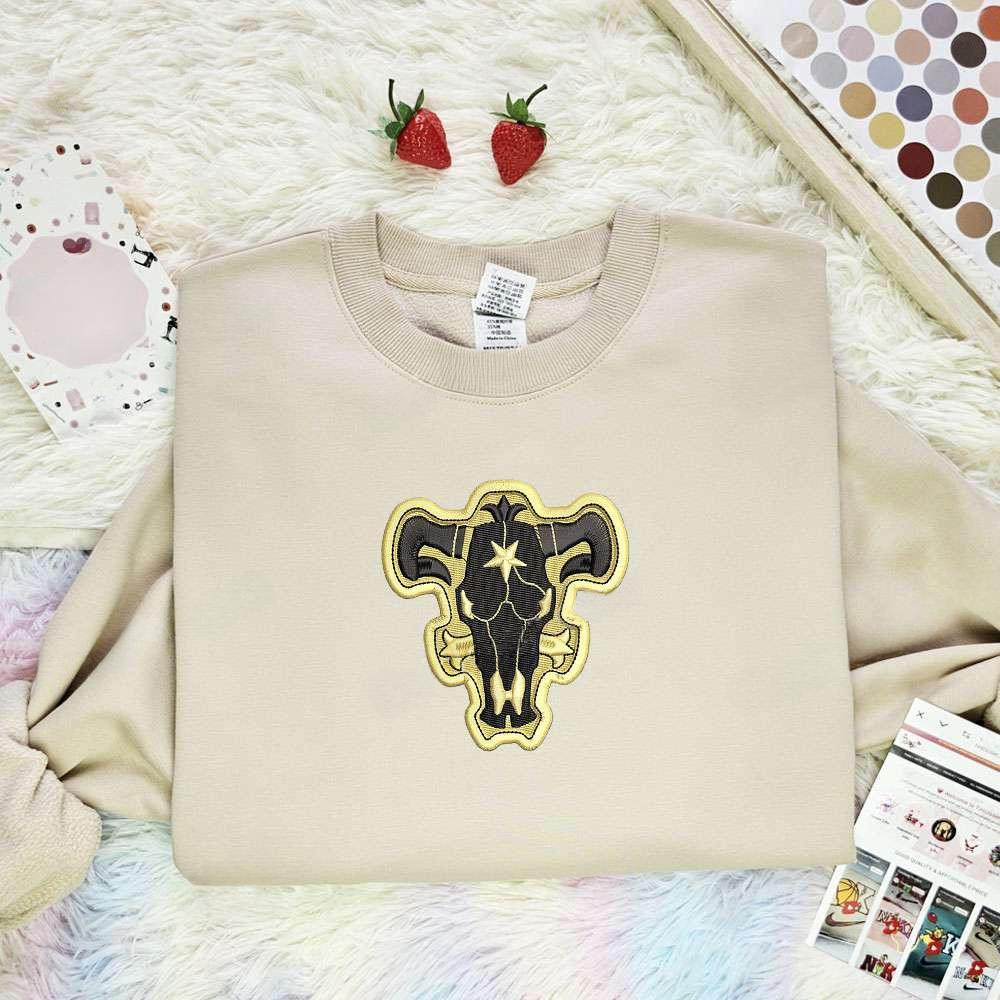 Black Bull Black Clover Anime Embroidered Shirt , Anime Embroidered T-shirt Sweatshirt Hoodie, Inspired Anime Movie, Best Gift for Anime Fans