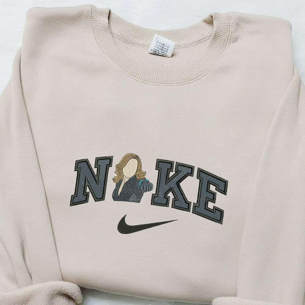 Black Widow x Nike Movie Embroidered Shirt Marvel Comics Embroidered Shirt Custom Nike Embroidered Shirt