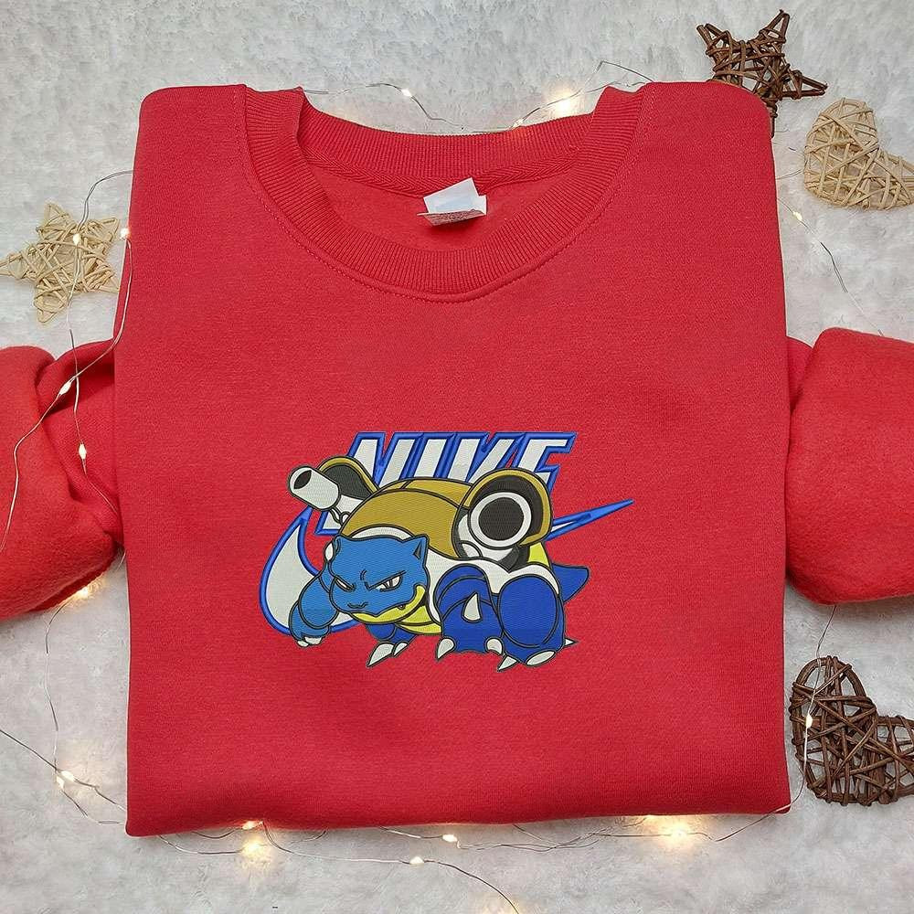 Blastoise x Nike Anime Embroidered Shirt Pokemon Embroidered Shirt Nike Inspired Embroidered Shirt