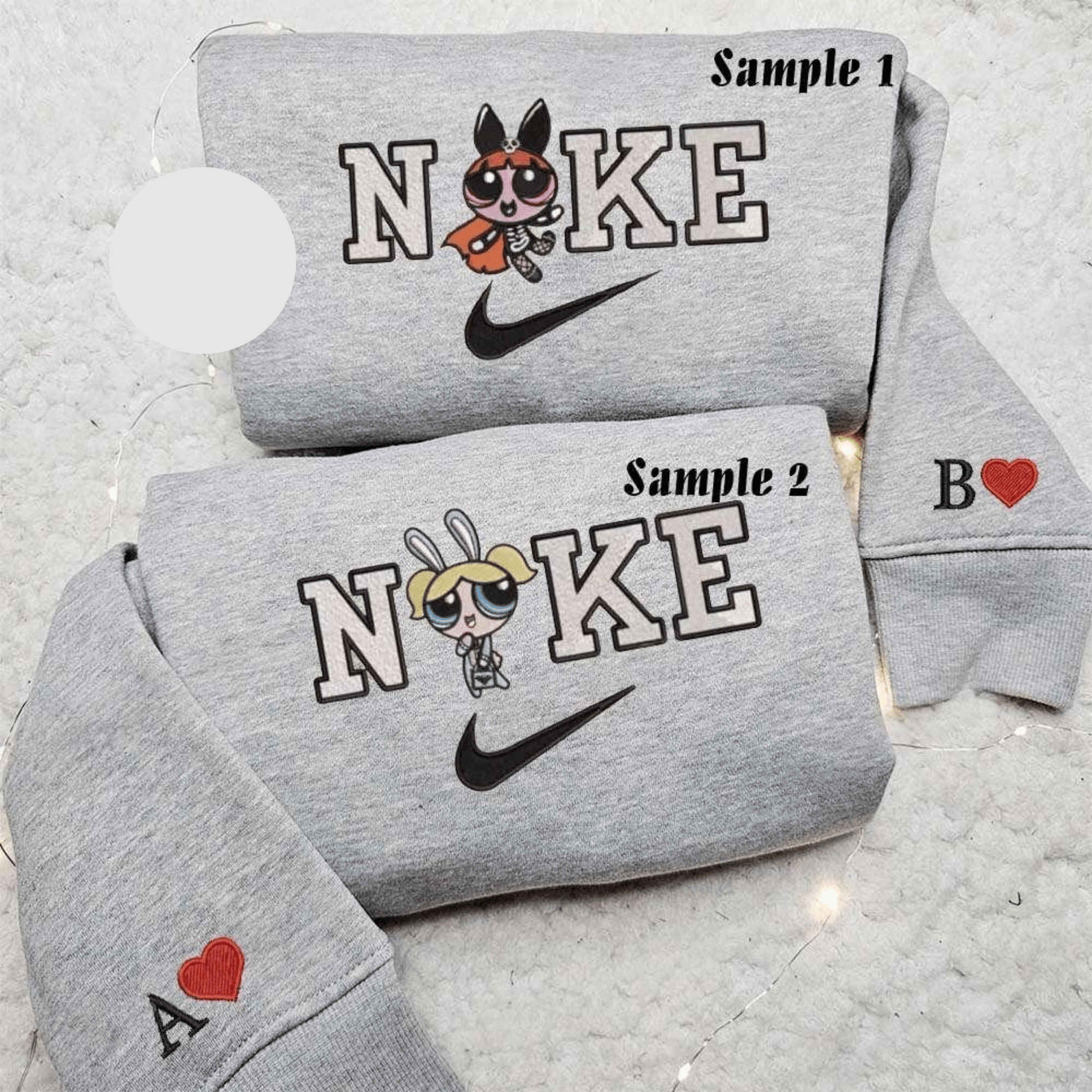 Blossom And Bubbles Powerpuff Girls Halloween Embroidered Couples Shirts