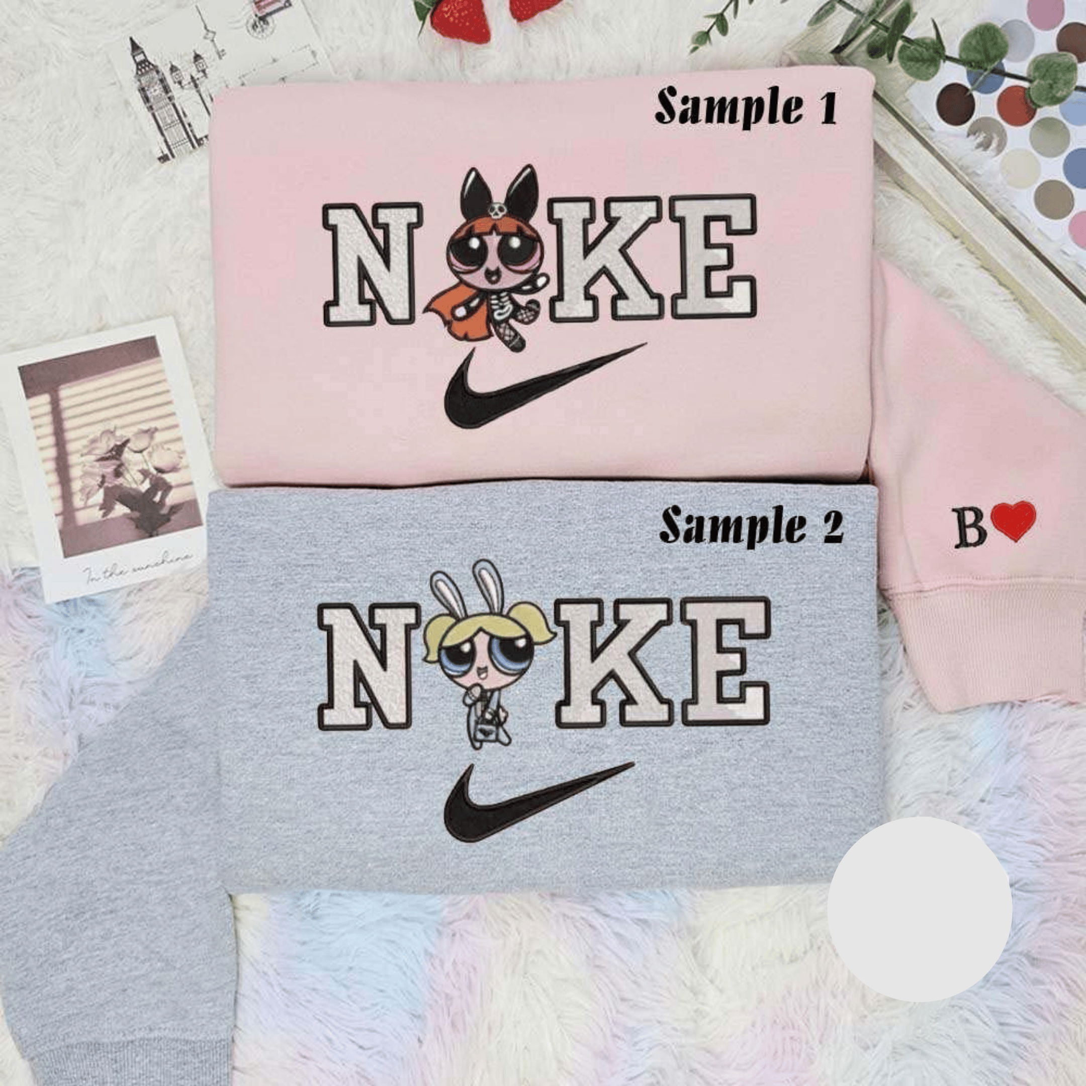 Blossom And Bubbles Powerpuff Girls Halloween Embroidered Couples Shirts